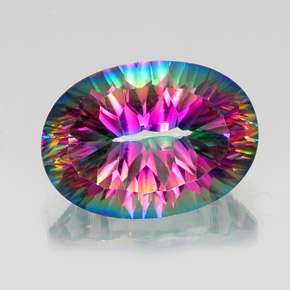 Quartz mystique multicolore naturelle coupe ovale, 13,49 ct, VVS-VS
