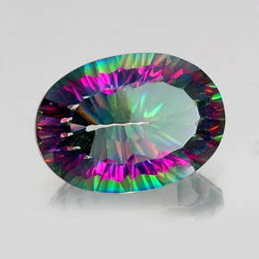 Quartz mystique multicolore naturelle coupe ovale, 13,20 ct, VVS-VS