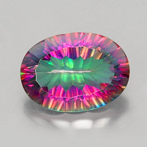 Quartz mystique multicolore naturelle coupe ovale, 11,71 ct, VVS-VS