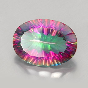 Quartz mystique multicolore naturelle coupe ovale, 11,71 ct, VVS-VS