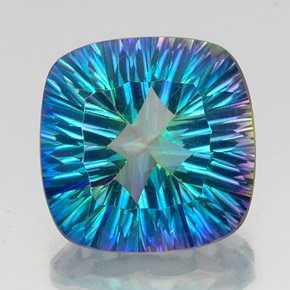 Quartz mystique multicolore naturelle coupe coussin, 21,72 ct, VVS-VS