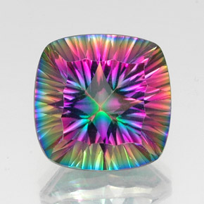 Quartz mystique multicolore naturelle coupe coussin, 15,58 ct, VVS