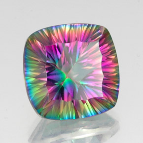 Quartz mystique multicolore naturelle coupe coussin, 15,58 ct, VVS