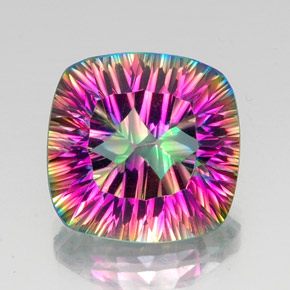 Quartz mystique multicolore naturelle coupe coussin, 14,64 ct, VVS