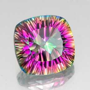 Quartz mystique multicolore naturelle coupe coussin, 14,64 ct, VVS