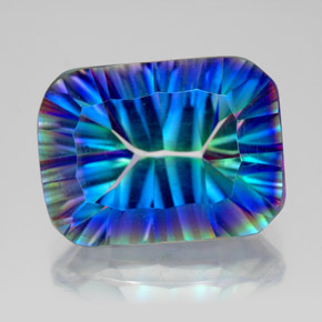 Quartz mystique multicolore naturelle taille émeraude, 10,01 ct, VVS-VS