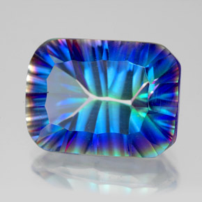 Quartz mystique multicolore naturelle taille émeraude, 10,01 ct, VVS-VS