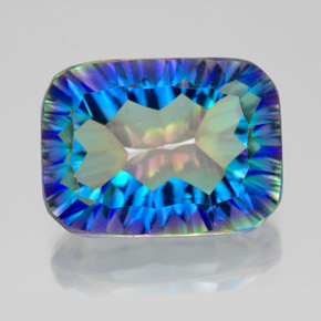 Quartz mystique multicolore naturelle taille émeraude, 10,14 ct, VVS-VS