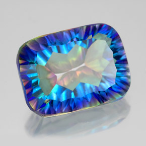 Quartz mystique multicolore naturelle taille émeraude, 10,14 ct, VVS-VS