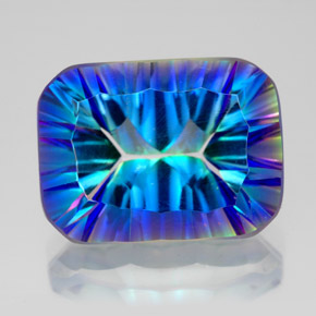 Quartz mystique multicolore naturelle taille émeraude, 11,18 ct, VVS-VS