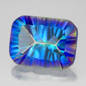 Quartz mystique multicolore naturelle taille émeraude, 11,18 ct, VVS-VS