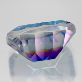 Quartz mystique multicolore naturelle taille émeraude, 11,18 ct, VVS-VS