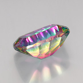 Quartz mystique multicolore naturelle coupe coussin, 19,28 ct, VVS