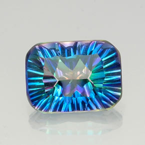 Quartz mystique multicolore naturelle taille émeraude, 9,71 ct, VVS