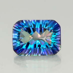 Quartz mystique multicolore naturelle taille émeraude, 10,19 ct, VVS-VS