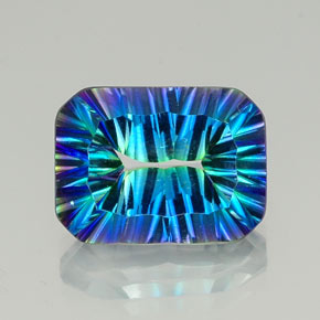 Quartz mystique multicolore naturelle taille émeraude, 10,66 ct, VVS-VS
