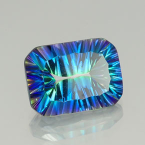 Quartz mystique multicolore naturelle taille émeraude, 10,66 ct, VVS-VS