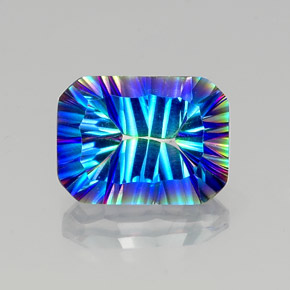 Quartz mystique multicolore naturelle taille émeraude, 10,64 ct, VVS