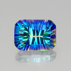 Quartz mystique Partie Supérieure Arc-en-Ciel naturelle Taille émeraude, 11.02 ct, VVS