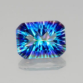 Quartz mystique multicolore naturelle taille émeraude, 10,25 ct, VVS-VS