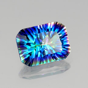 Quartz mystique multicolore naturelle taille émeraude, 10,25 ct, VVS-VS