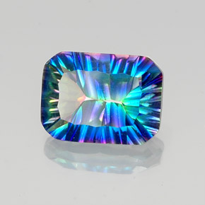 Quartz mystique multicolore naturelle taille émeraude, 10,23 ct, VVS-VS