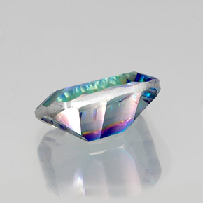 Quartz mystique multicolore naturelle taille émeraude, 10,23 ct, VVS-VS