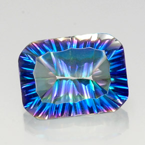 Quartz mystique multicolore naturelle taille émeraude, 10,00 ct, VVS