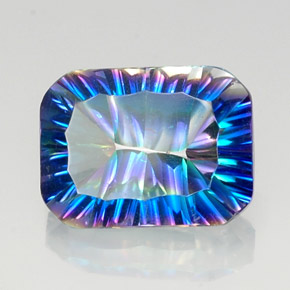 Quartz mystique multicolore naturelle taille émeraude, 10,00 ct, VVS