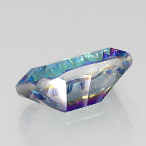 Quartz mystique multicolore naturelle taille émeraude, 10,00 ct, VVS