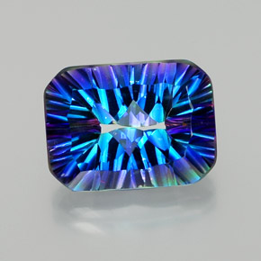 Quartz mystique multicolore naturelle taille émeraude, 10,52 ct, VVS