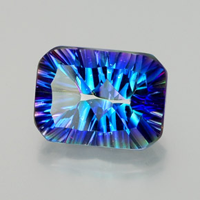Quartz mystique multicolore naturelle taille émeraude, 10,52 ct, VVS