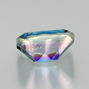 Quartz mystique multicolore naturelle taille émeraude, 10,52 ct, VVS