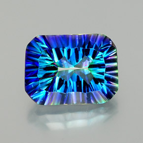 Quartz mystique multicolore naturelle taille émeraude, 10,75 ct, VVS-VS