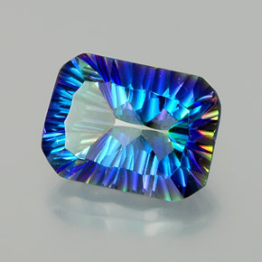 Quartz mystique multicolore naturelle taille émeraude, 10,75 ct, VVS-VS