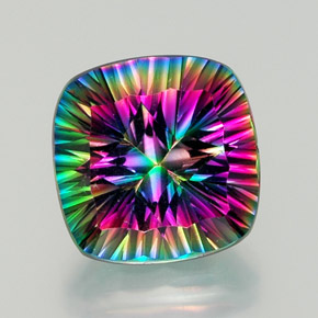 Quartz mystique multicolore naturelle coupe coussin, 14,82 ct, VVS
