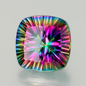 Quartz mystique multicolore naturelle coupe coussin, 14,82 ct, VVS