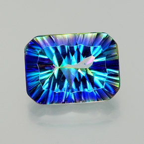 Quartz mystique multicolore naturelle taille émeraude, 10,42 ct, VS