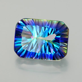 Quartz mystique multicolore naturelle taille émeraude, 10,42 ct, VS