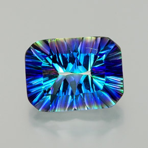 Quartz mystique multicolore naturelle taille émeraude, 11,25 ct, VVS-VS