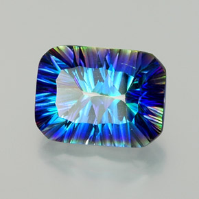 Quartz mystique multicolore naturelle taille émeraude, 11,25 ct, VVS-VS