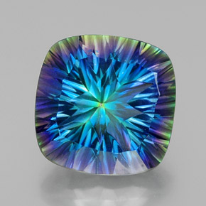 Quartz mystique multicolore naturelle coupe coussin, 21,55 ct, VVS-VS