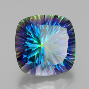 Quartz mystique multicolore naturelle coupe coussin, 21,55 ct, VVS-VS