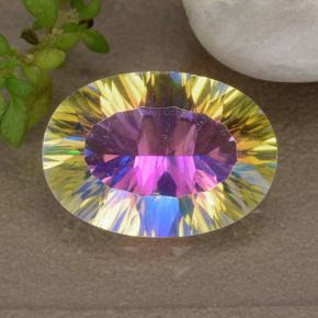 Quartz mystique Multicolore naturelle Coupe ovale, 4.35 ct, VVS-VS