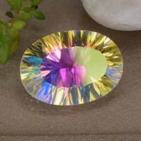 Quartz mystique Multicolore naturelle Coupe ovale, 4.35 ct, VVS-VS