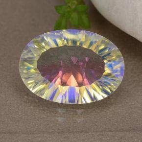 Quartz mystique multicolore naturelle coupe ovale, 4,64 ct, VVS-VS