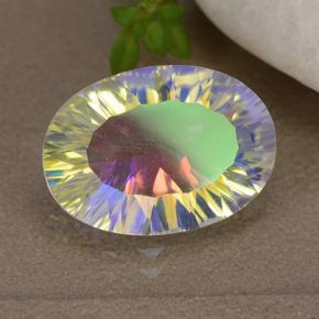 Quartz mystique multicolore naturelle coupe ovale, 4,64 ct, VVS-VS