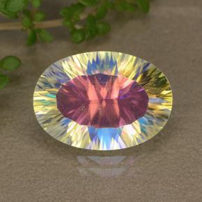 Quartz mystique multicolore naturelle coupe ovale, 5,02 ct, VVS-VS