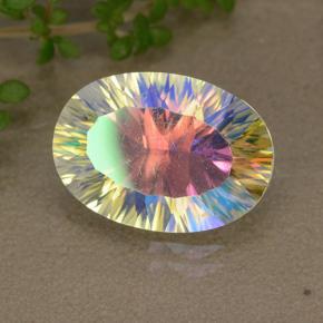 Quartz mystique multicolore naturelle coupe ovale, 5,02 ct, VVS-VS