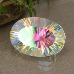 Quartz mystique Multicolore naturelle Coupe ovale, 5.04 ct, VS